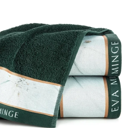 EVA MINGE Ręcznik EVA 5 z puszystej bawełny z bordiurą zdobioną designerskim nadrukiem